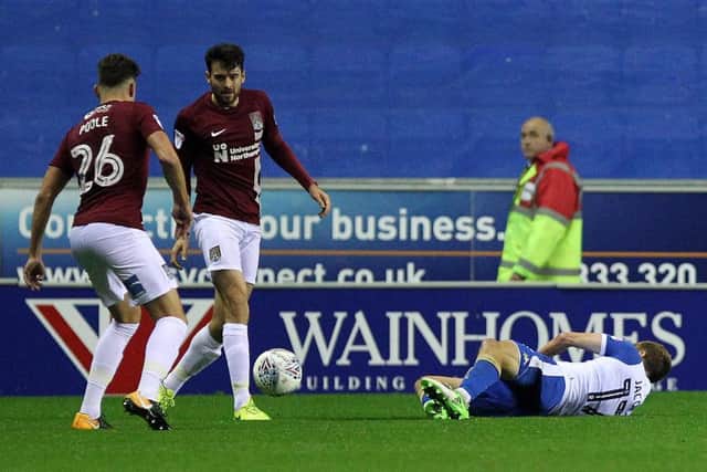 Regan Poole made only his second Cobblers start at the DW Stadium. Picture: Sharon Lucey