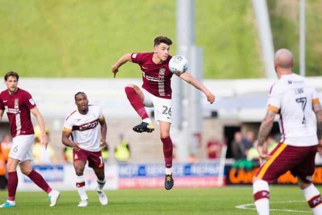 Regan Poole in action for the Cobblers in their 1-0 defeat to Bradford City at Sixfields