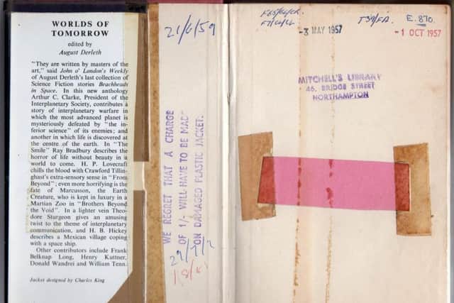 A scan of the inside page. The book was last checked out from Mitchell's Library in 1959.