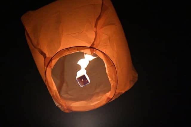 Flying lanterns were launched in David's memory.