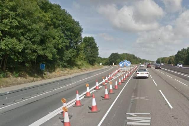 13 people were seen leaping from a lorry and running to the hard shoulder near Northampton services.