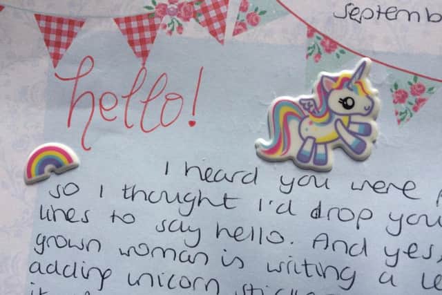 The letters aren't addressed to anybody but are offered to cancer patients on the ward at Northampton General Hospital.