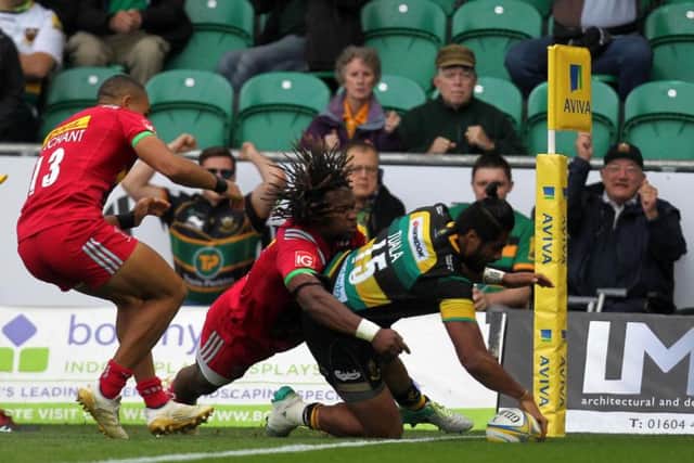 Ahsee Tuala grabbed the bonus-point try on his 50th appearance for Saints (pictures: Sharon Lucey)