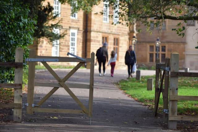 A new set of gates have been installed at Delapr Abbey, though more are planned for the driveway to the site.