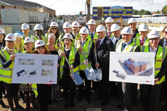 Developers, HB villages have started work on the new Balmoral Place home. Pictured with leader of Northampton Borough Council, Jonathan Nunn (middle).