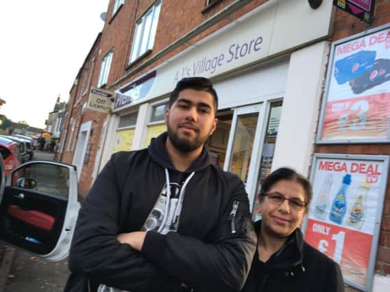 Ajay Bajwa and his mum Davinder Kaur were at their family store in Wootton when a robber burst in carrying a BB gun.