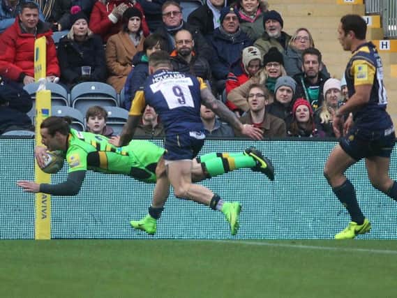 Ben Foden scored for Saints at Sixways (pictures: Sharon Lucey)